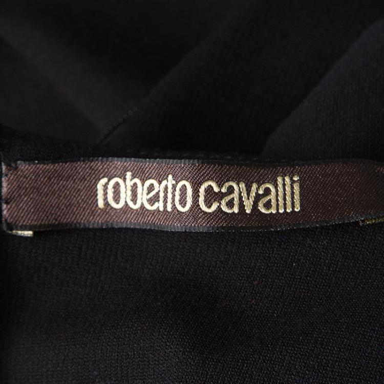 Pre Owned Roberto Cavalli Black Embellished Neck Sleeveless Dress M