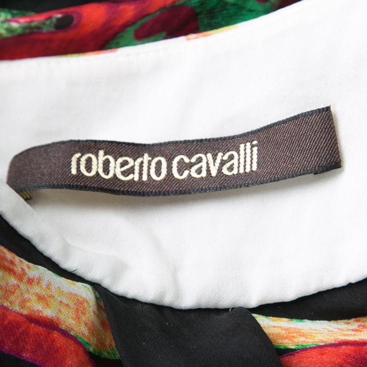 مملوكة مسبقًا Roberto Cavalli Multicolor Printed Silk Embellished Belted Tunic S