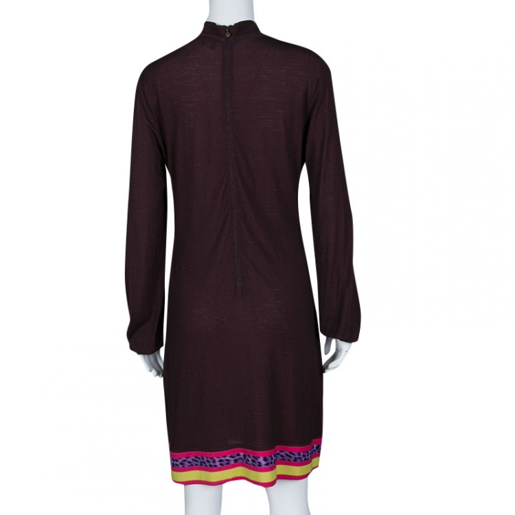 Pre Owned Just Cavalli Multicolor Printed Jersey Long Sleeve Dress M