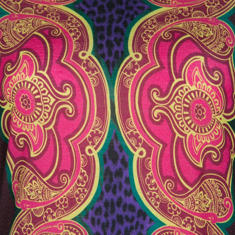 Pre Owned Just Cavalli Multicolor Printed Jersey Long Sleeve Dress M
