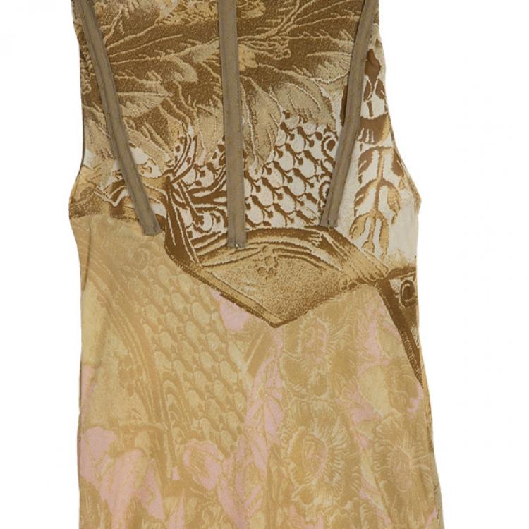 Pre Owned Roberto Cavalli Printed Corset Bustier Maxi Dress S