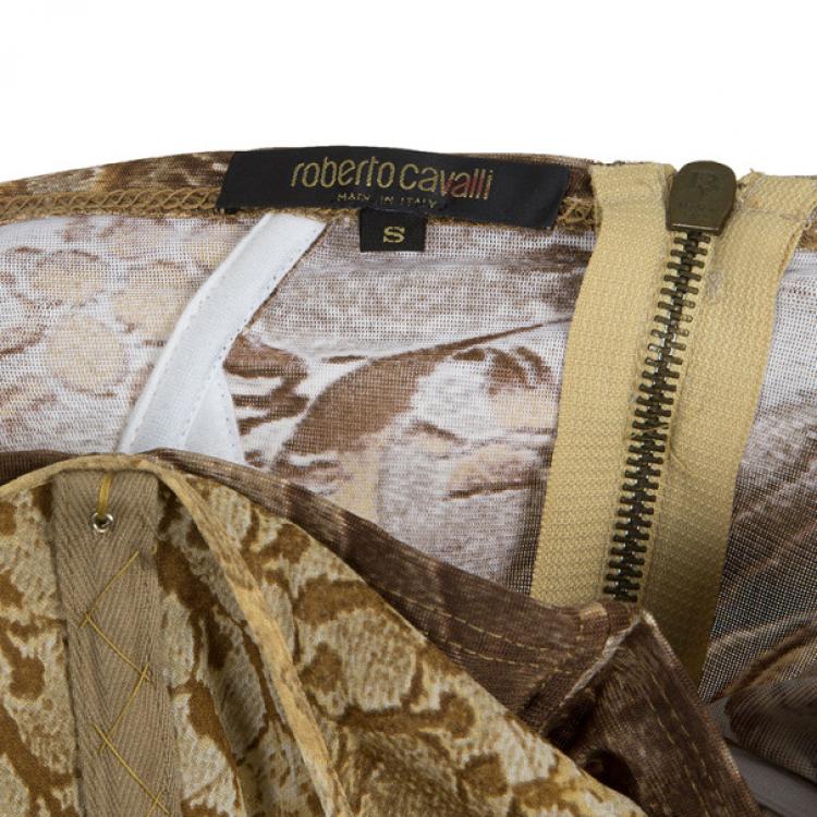 Pre Owned Roberto Cavalli Printed Corset Bustier Maxi Dress S