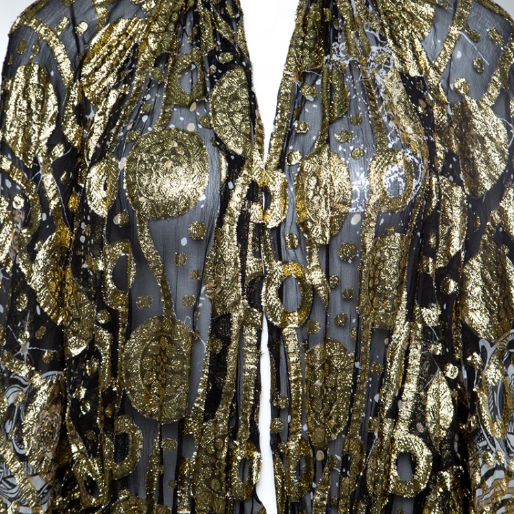 Pre Owned Roberto Cavalli Black Lurex Plunge Neck Backless Gown S
