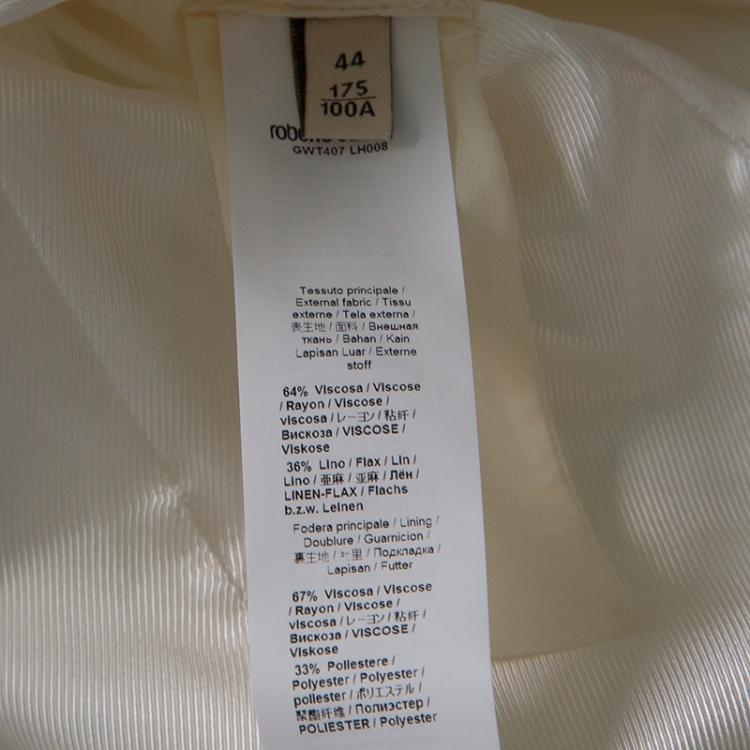 مملوكة مسبقًا Roberto Cavalli Firenze Off White Tailored Blazer M