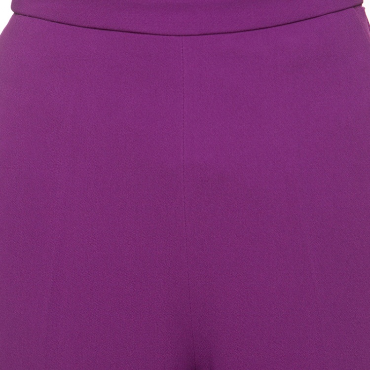 Pre Owned Roberto Cavalli Purple High Waist Wide Leg Trousers S