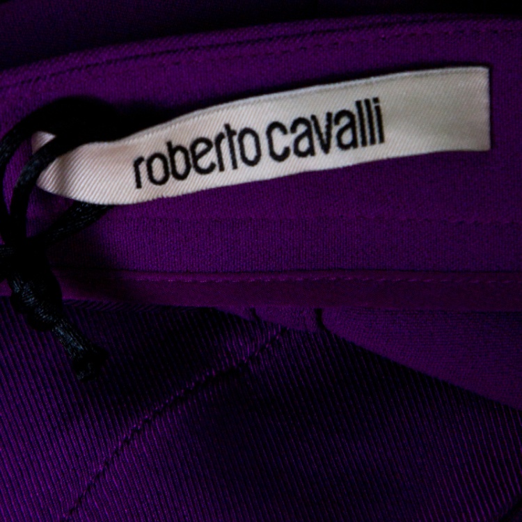 Pre Owned Roberto Cavalli Purple High Waist Wide Leg Trousers S