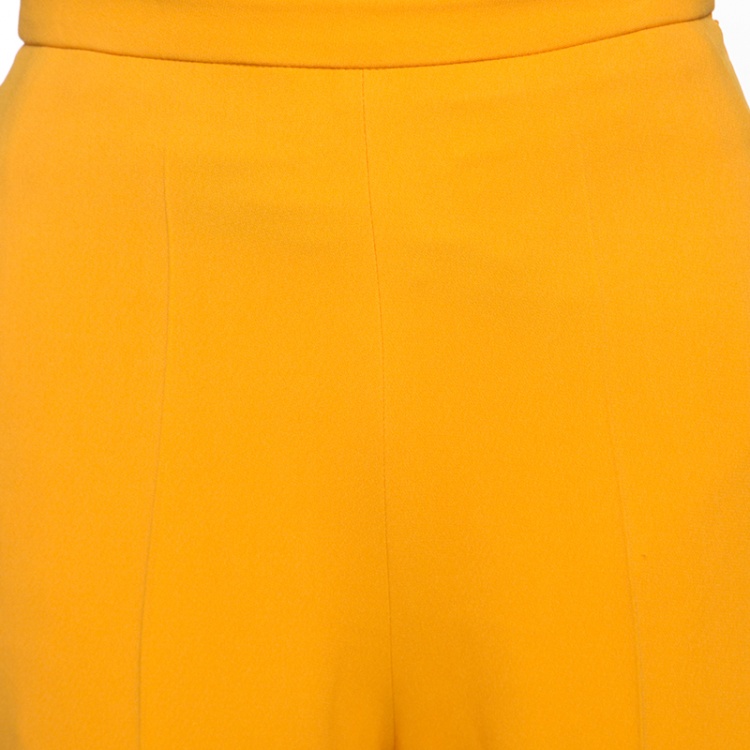 Pre Owned Roberto Cavalli Marigold Yellow High Waist Wide Leg Trousers S