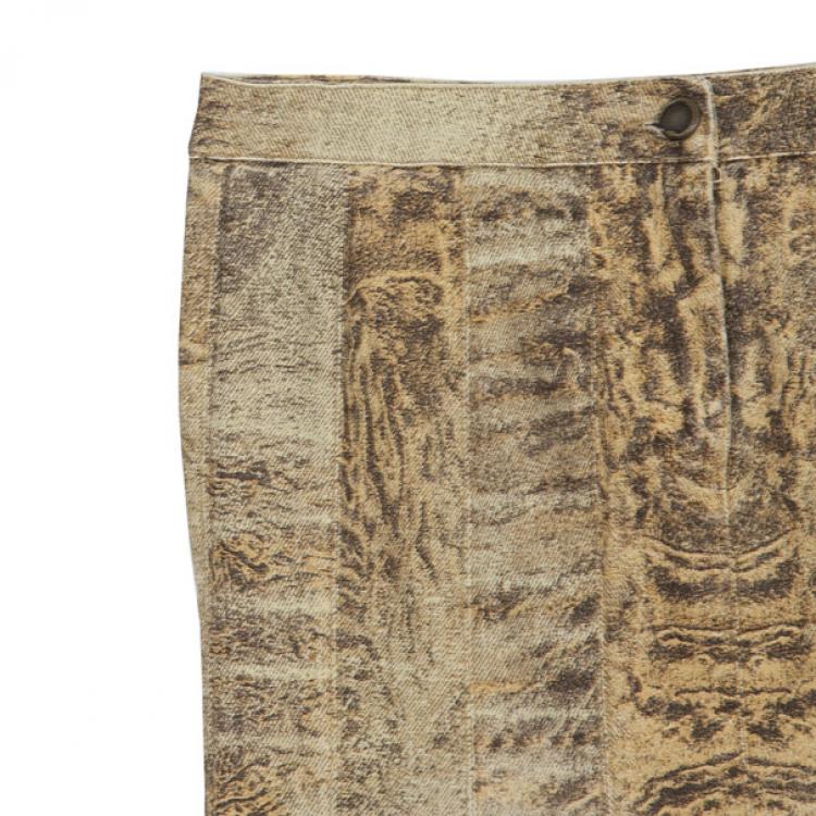 Pre Owned Roberto Cavalli Denim Printed Skirt XS