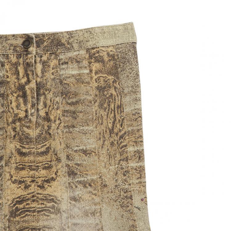 Pre Owned Roberto Cavalli Denim Printed Skirt XS