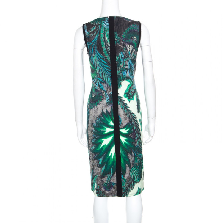 Pre Owned Roberto Cavalli Multicolor Printed Contrast Paneled Sleeveless Dress S