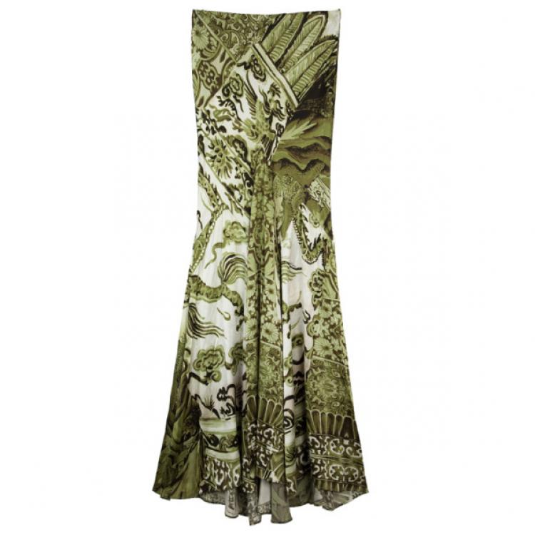 Pre Owned Roberto Cavalli Printed Skirt Set M