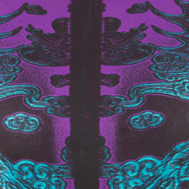Pre Owned Roberto Cavalli Multicolor Printed Boat Neck Flounce Dress S