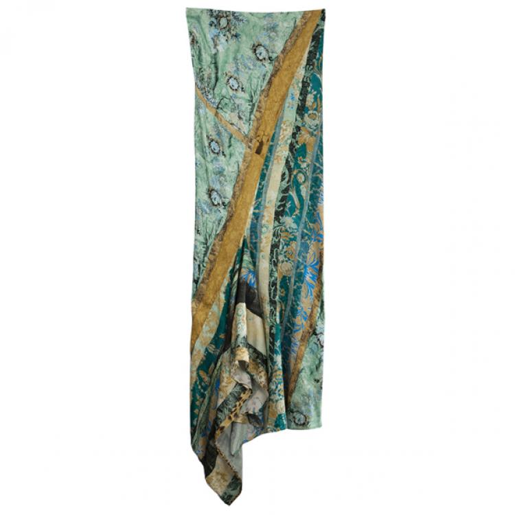 Pre Owned Roberto Cavalli Printed Silk Skirt Set M