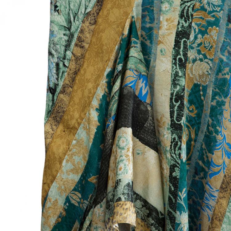 Pre Owned Roberto Cavalli Printed Silk Skirt Set M