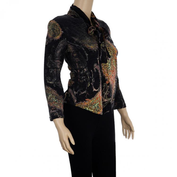 Pre Owned Roberto Cavalli Printed Long Sleeve Top S