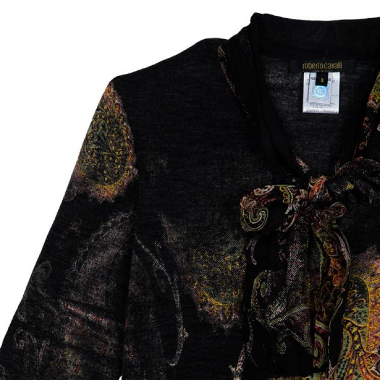 Pre Owned Roberto Cavalli Printed Long Sleeve Top S