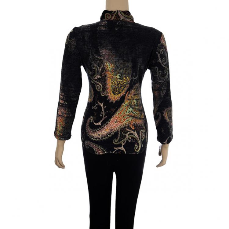 Pre Owned Roberto Cavalli Printed Long Sleeve Top S