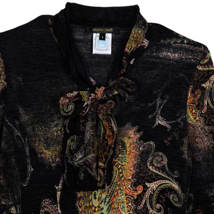 Pre Owned Roberto Cavalli Printed Long Sleeve Top S