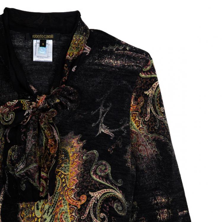 Pre Owned Roberto Cavalli Printed Long Sleeve Top S