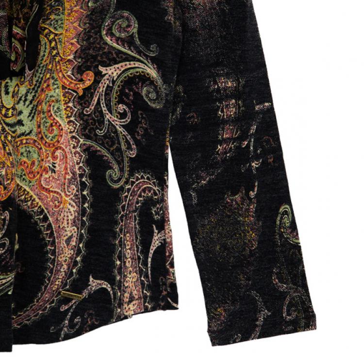 Pre Owned Roberto Cavalli Printed Long Sleeve Top S