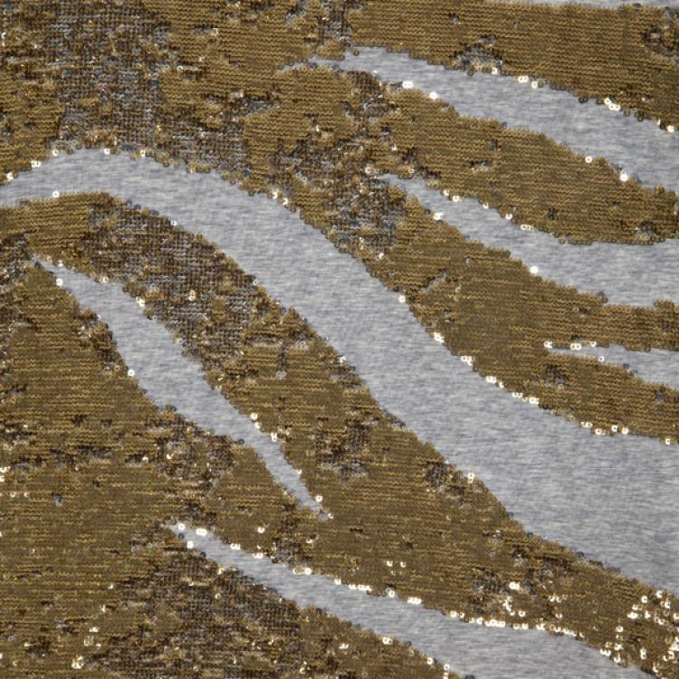 Pre Owned Roberto Cavalli Sequin Short Sleeve Top M