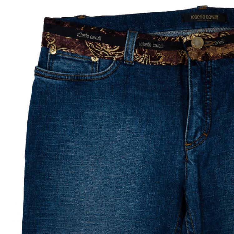 Pre Owned Roberto Cavalli Printed Belt Denim Jeans M