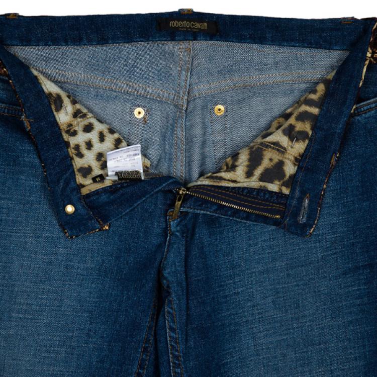 Pre Owned Roberto Cavalli Printed Belt Denim Jeans M