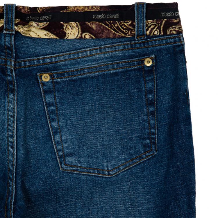 Pre Owned Roberto Cavalli Printed Belt Denim Jeans M