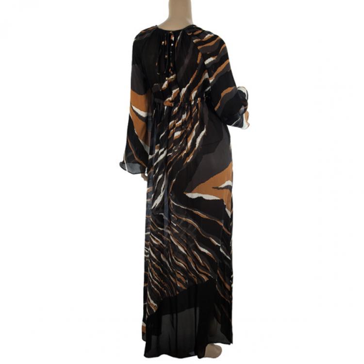 Pre Owned Roberto Cavalli Maxi Chiffon Dress Size S