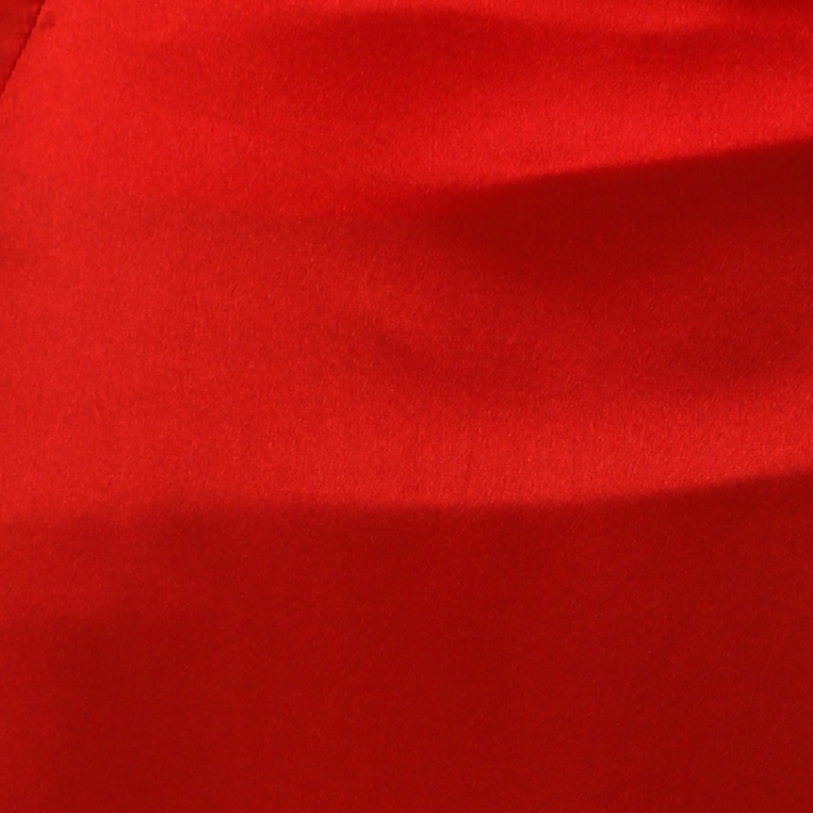 Pre Owned Roberto Cavalli Red Silk Satin Flared Maxi Skirt S