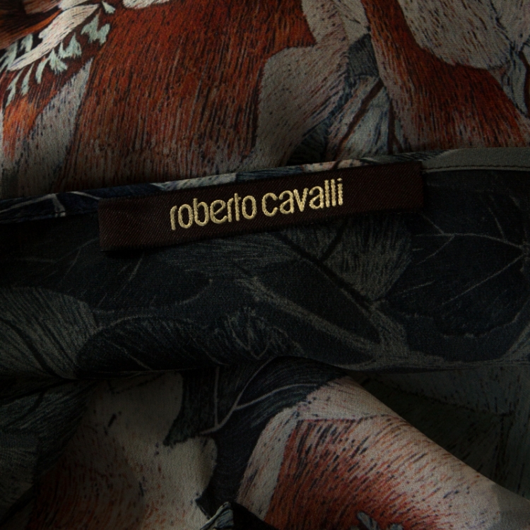 Pre Owned Roberto Cavalli Multicolor Floral Print Dégradé Silk Maxi Kaftan S