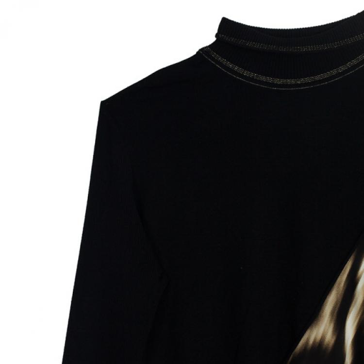 Pre Owned Roberto Cavalli Leopard Print Silk Chiffon &amp; Wool Knit Dress XL