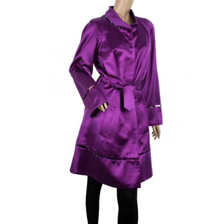 Pre Owned Roberto Cavalli Rivet Embellished Silk Satin Coat S