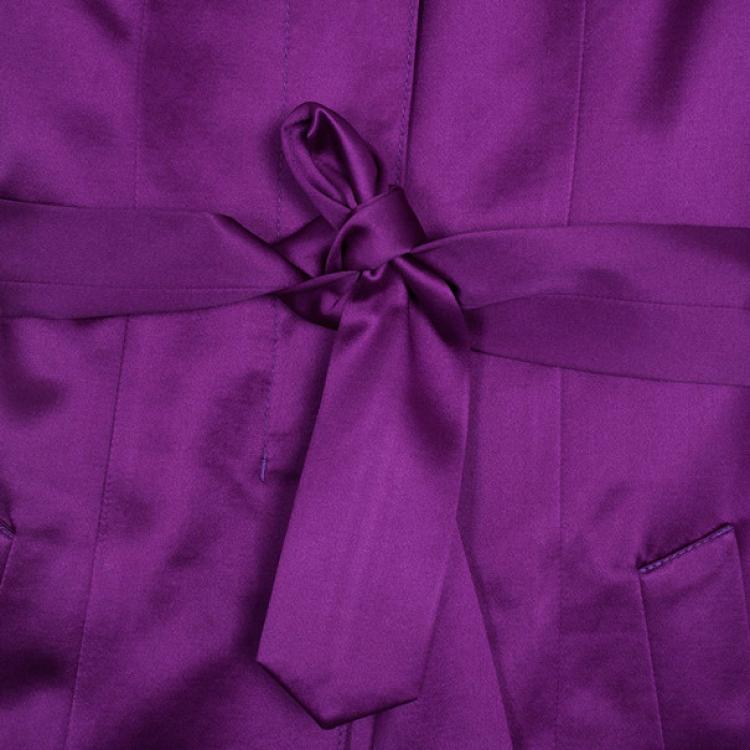 Pre Owned Roberto Cavalli Rivet Embellished Silk Satin Coat S