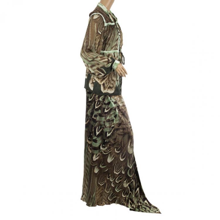Pre Owned Roberto Cavalli Front Tie Skirt Set S