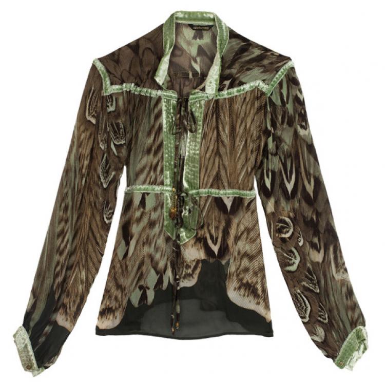 Pre Owned Roberto Cavalli Front Tie Skirt Set S