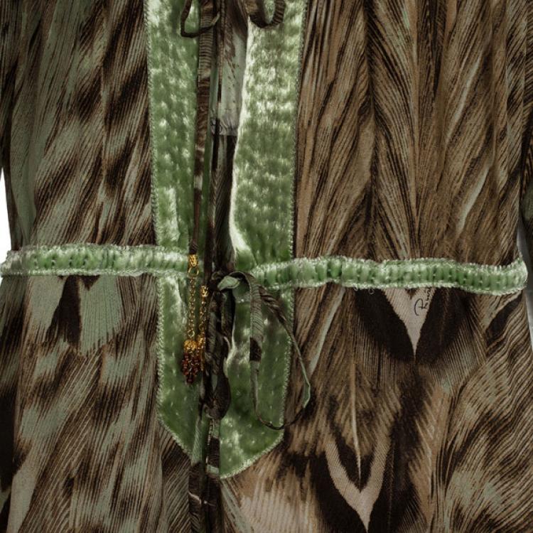 Pre Owned Roberto Cavalli Front Tie Skirt Set S