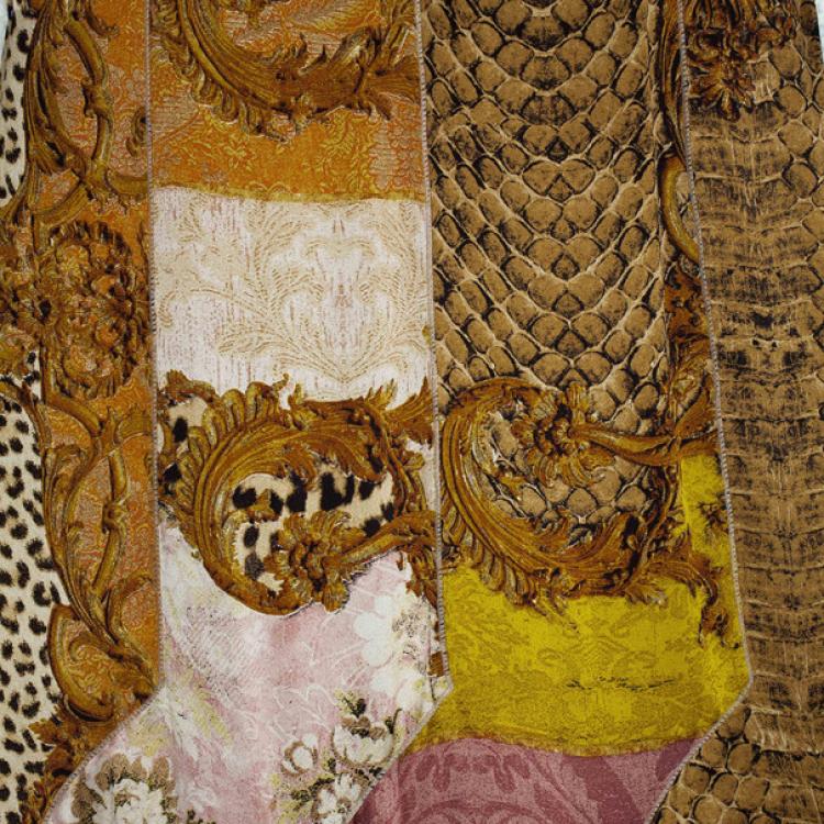 Pre Owned Roberto Cavalli Printed Silk Maxi Cocktail Dress XL