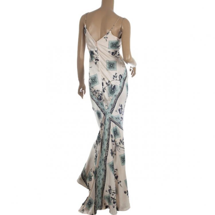 Pre Owned Roberto Cavalli Satin Maxi Dress S