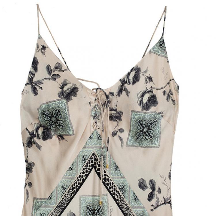 Pre Owned Roberto Cavalli Satin Maxi Dress S