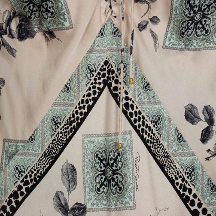 Pre Owned Roberto Cavalli Satin Maxi Dress S