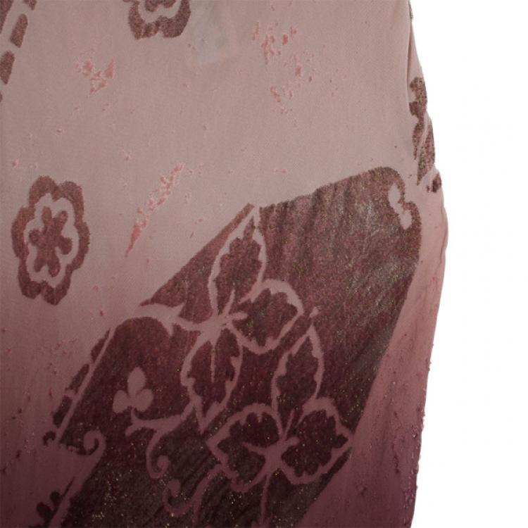 Pre Owned Roberto Cavalli Draped Neck Maxi Dress M