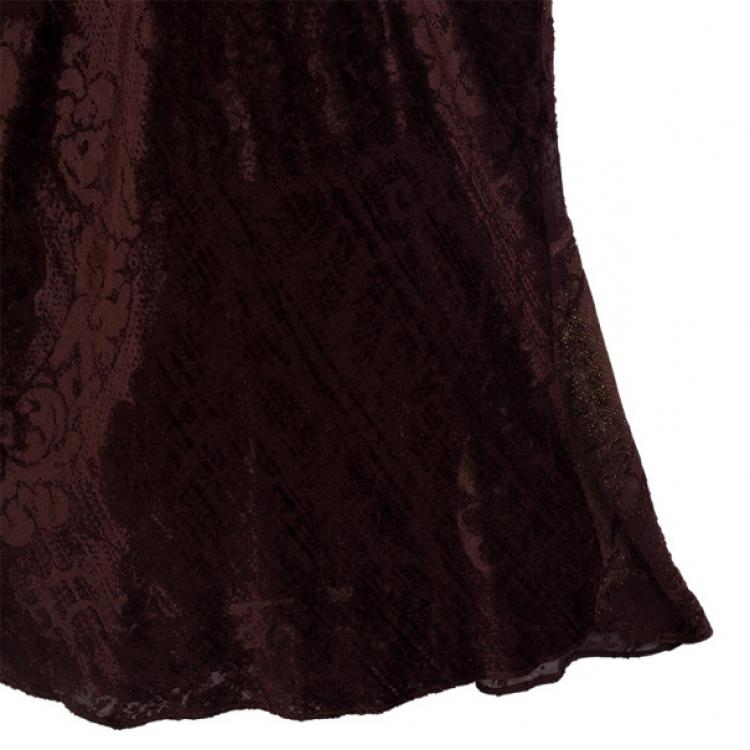 Pre Owned Roberto Cavalli Draped Neck Maxi Dress M