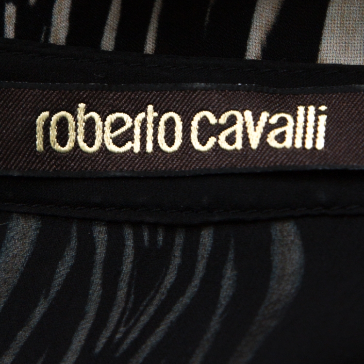 مملوكة مسبقًا Roberto Cavalli Multicolor Animal Printed Silk Belted Kaftan Tunic M