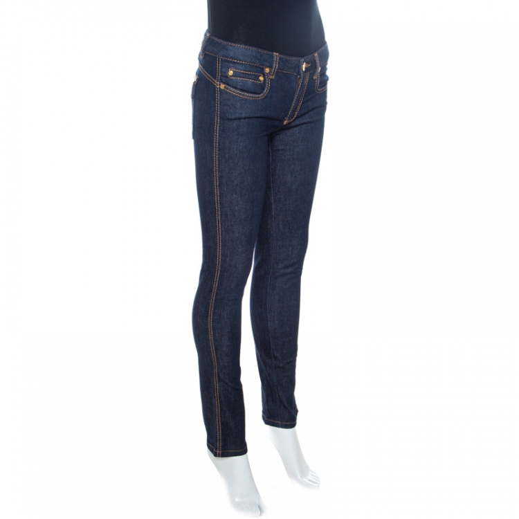 Pre Owned Roberto Cavalli Indigo Faded Effect Denim New Eva Jeans S