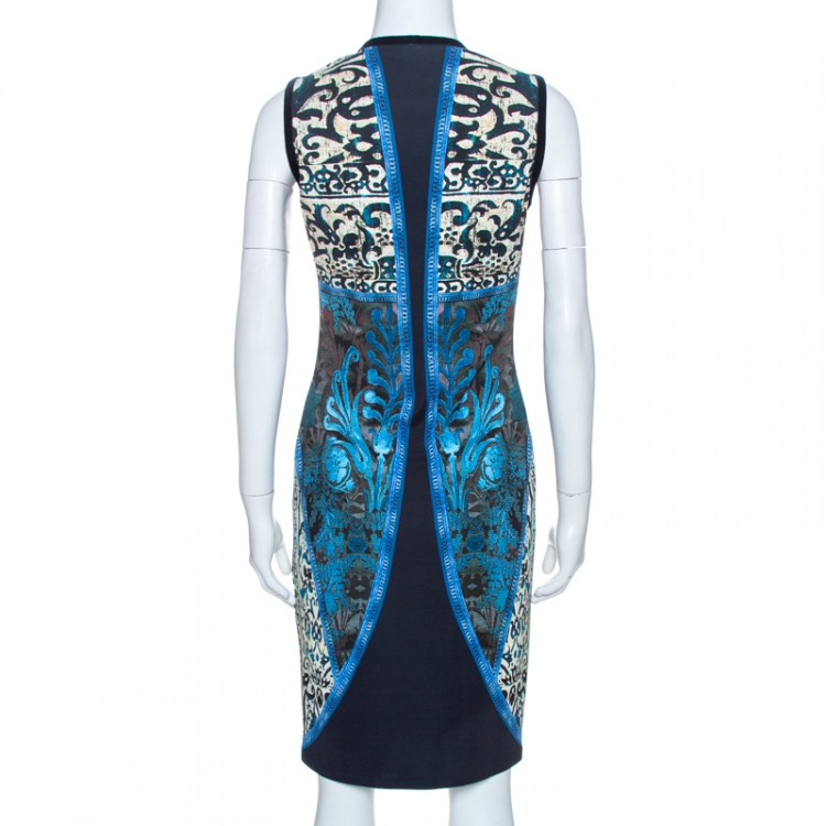 Pre Owned Roberto Cavalli Multicolor Jersey Damask Print Dress M 