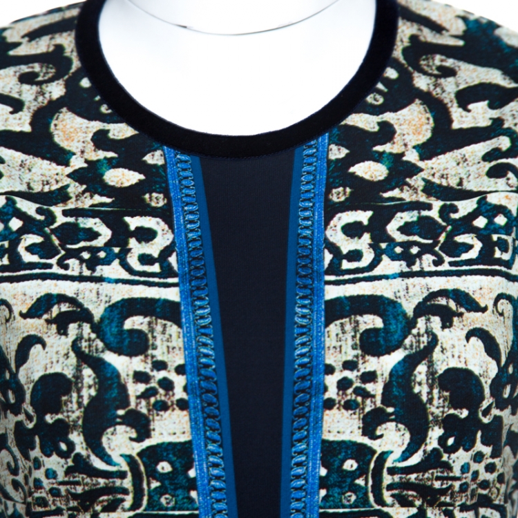 Pre Owned Roberto Cavalli Multicolor Jersey Damask Print Dress M 