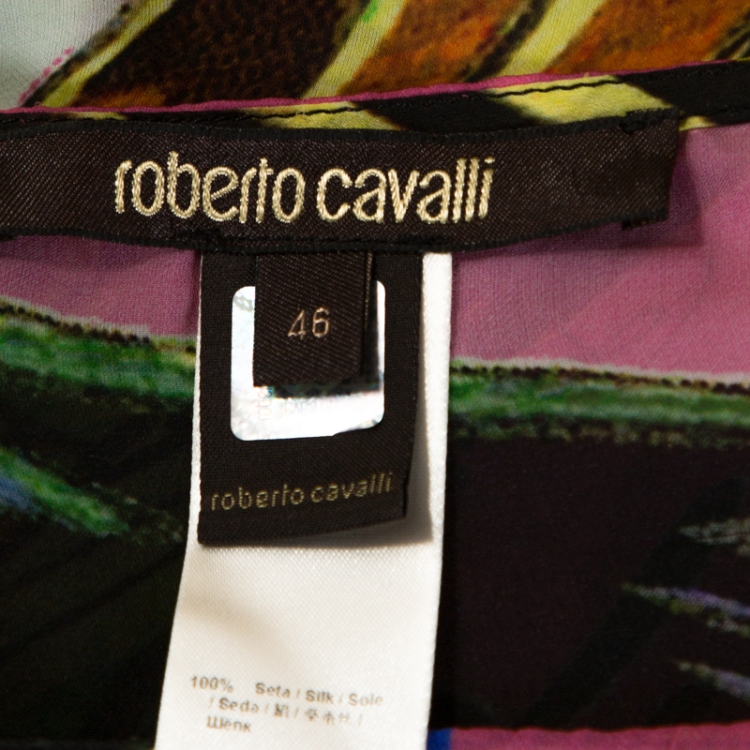 Pre Owned Roberto Cavalli Multicolor Printed Silk Kaftan L