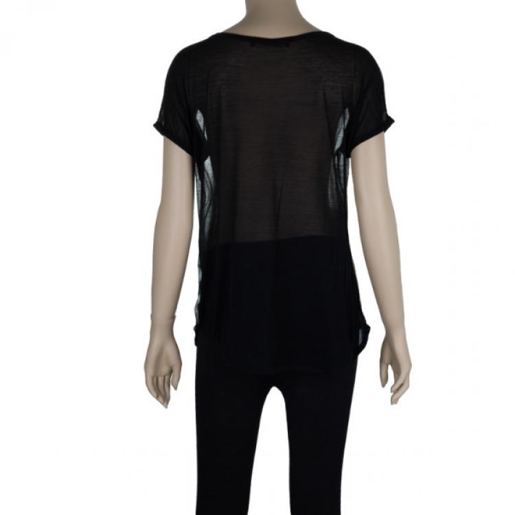 Pre Owned Roberto Cavalli Monochrome Printed Top L