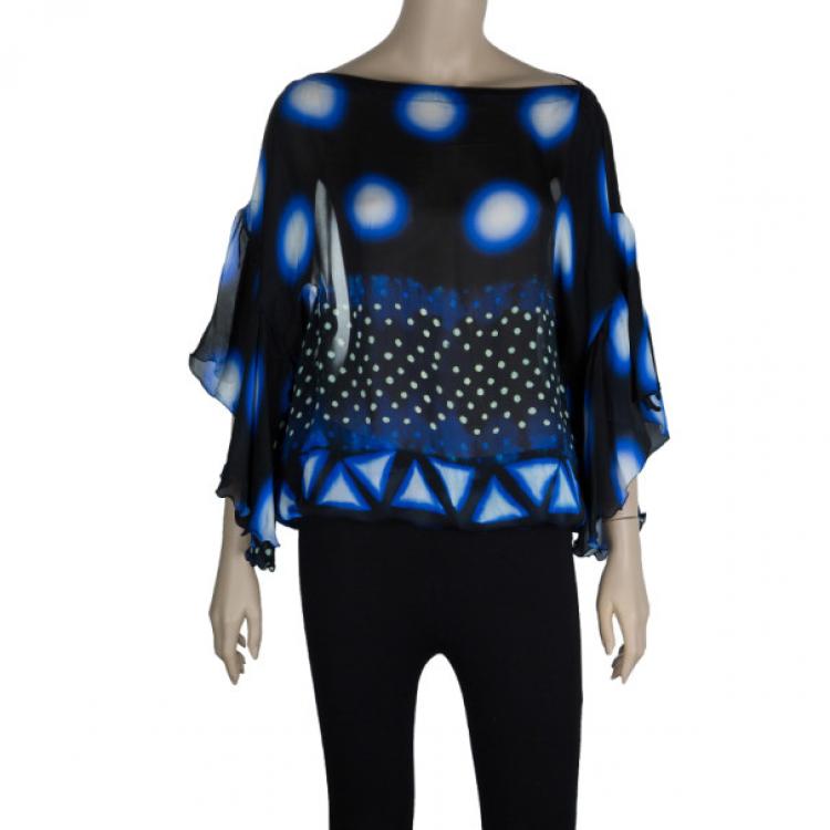 Pre Owned Roberto Cavalli Polka Print Top S